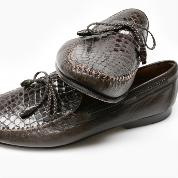 MEZLAN Bonds Driving Shoe/Loafer Moccasin with Crocodile Vamp in Brown Size 8M - Picture 9 of 12
